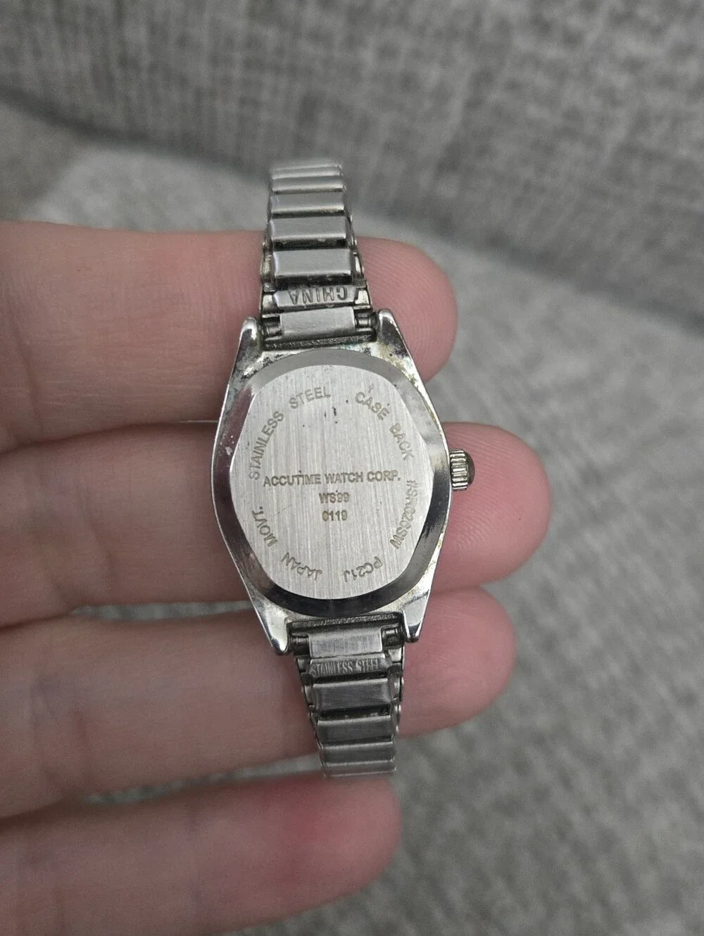 Quartz Silver-Tone W/Rhinestone at the 12 Stretch Band Women's Watch